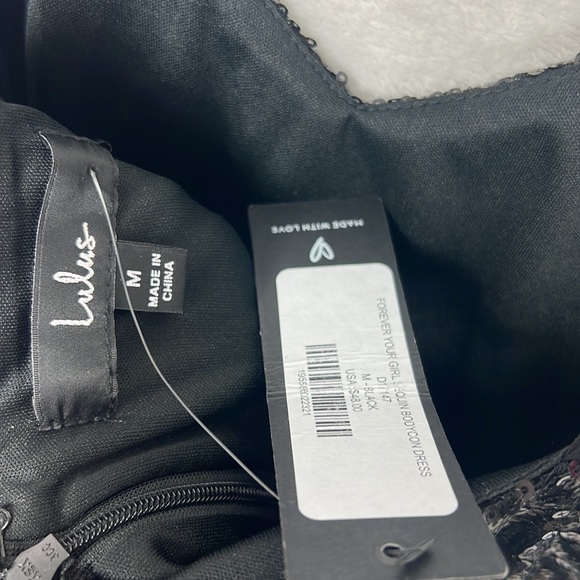 Lulu's Forever Your Girl Black Sequin Holiday Ruched Wrap Style Mini Dress - Picture 9 of 11